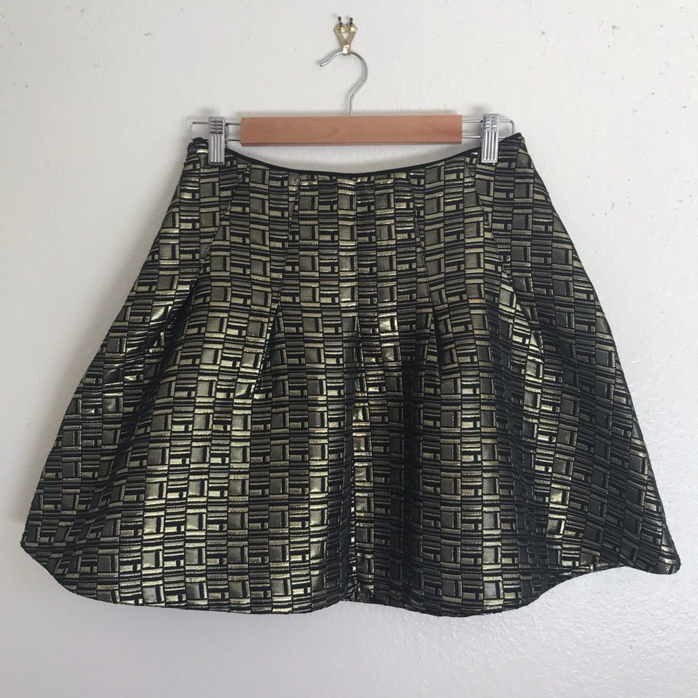Kate Spade Gold Jacquard Fluted Hem Mini Skirt - New With Tags NWT HP - Picture 5 of 8